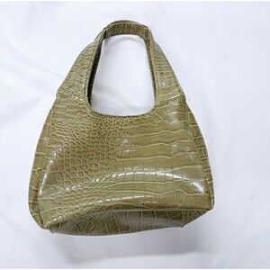 Vintage Y2K Crocodile Shoulder Bag Faux Leather Purse Green Grunge Fairy Chateau